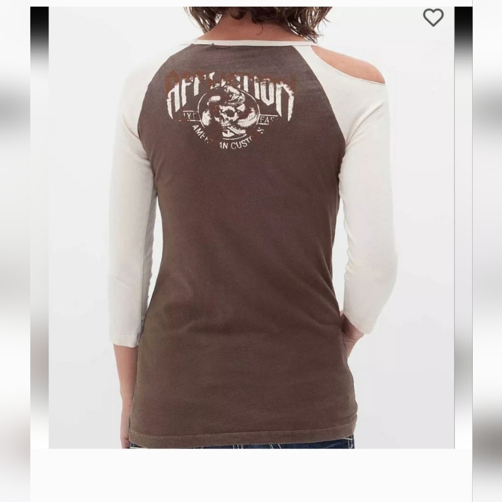 American Fighter Women's Graphic Raglan Top - Black and Gray - Picture 7 of 10
